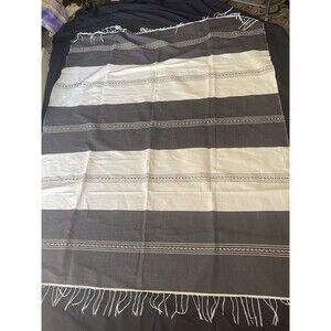 Vintage Native American Blanket Or Rug  Black White